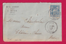 N°90 CAD TYPE 25 MOUX NIEVRE POUR CHATEAU CHINON LETTRE - 1849-1876: Période Classique