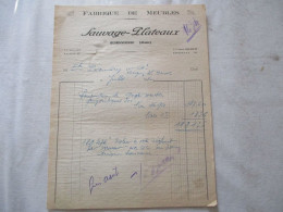 BUIRONFOSSE AISNE SAUVAGE-PLATEAUX FABRIQUE DE MEUBLES FACTURE DE JUILLET 1950 - 1950 - ...