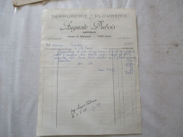 GUISE AUGUSTE DUBOIS SERRURERIE PLOMBERIE CHEMIN DE MACQUIGNY FACTURE DU 20 FEVRIER 1959 - 1950 - ...