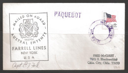 1979 Paquebot Cover, US 15 Cents Flag Stamp Used In Melbourne Australia - Covers & Documents