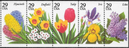 1993 29 Cents Garden Flowers, Booklet Pane Of 5, MNH - Neufs