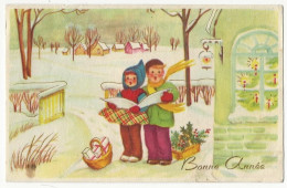 407 - Enfants Chantant Dans La Neige - Bonne Année - Kindertekeningen