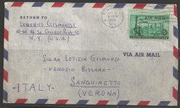 1956 15 Cents New York Skyline Airmail Flushing (Dec 19) NY To Italy - Cartas & Documentos