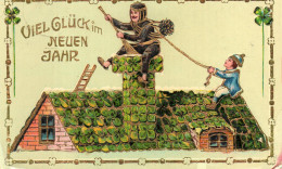 Viel Glugk Im Neuen Jahr  RAMONEUR - CHIMNEY SWEEP - SCHORNSTEINFEGER - Bonne Année Carte Systeme En Relief 1910 - New Year