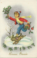 410 - Enfant Dans La Neige Et Chien - Bonne Année - Children's Drawings