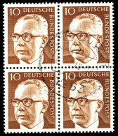 BRD DS HEINEM Nr 636 Zentrisch Gestempelt VIERERBLOCK X27C476 - Used Stamps