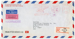 Norway 1982 Registered Air Special Delivery Cover; Oslo To Buffalo, NY; 21ø. Meter With Helicopter / Helikopter Slogan - Brieven En Documenten