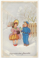 411 - Enfants Dans La Neige  - Bonne Année - Children's Drawings