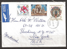 1982 Wien (12.3.82) To NY USA, Skiing Stamp - Brieven En Documenten