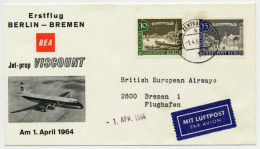 BERLIN 1964 Nr 219 Und 220 JET PROP VISCOUNT BRIEF X73EED2 - Lettres & Documents