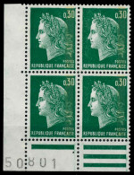 FRANKREICH 1969 Nr 1649IIy Postfrisch VIERERBLOCK ECKE-U X88D36E - Ongebruikt