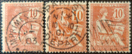 R1749/418 - FRANCE - 1902 - TYPE MERSON - N°124 Avec BEAUX CACHETS - 1900-27 Merson