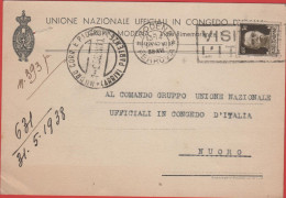 ITALIA - Storia Postale Regno - 1938 - 30c Imperiale (isolato) - Cartolina - Unione Nazionale Ufficiali In Congedo D'Ita - Poststempel