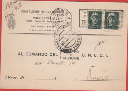 ITALIA - Storia Postale Regno - 1938 - 2x 15c Imperiale - Cartolina - Unione Nazionale Ufficiali In Congedo D'Italia - V - Poststempel