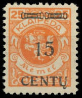 MEMEL 1923 Nr 170AIII Ungebraucht X41E44A - Memelland 1923
