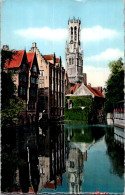 30-5-2024 (6 Z 31) Belgium (older Colorised)  Posted To Australia 1960  - Canal à Brugge (et Cathedral Ou église ?) - Churches & Cathedrals