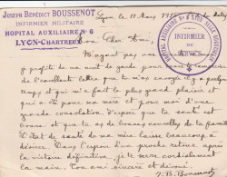 Hôpital Auxiliaire Lyon Châtreuse Infirmerie Militaire 1915 - Covers & Documents