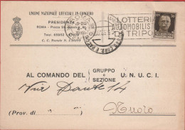 ITALIA - Storia Postale Regno - 1939 - 30c Imperiale (isolato) - Cartolina - Unione Nazionale Ufficiali In Congedo D'Ita - Marcophilia
