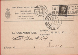 ITALIA - Storia Postale Regno - 1939 - 30c Imperiale (isolato) - Cartolina - Unione Nazionale Ufficiali In Congedo D'Ita - Marcophilie