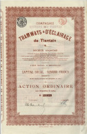 Titre De 1919 - Compagnie De Tramways & D'Eclairage De Tientsin - EF - Spoorwegen En Trams