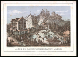 Lithographie Luzern, Jardin Des Glaciers (Gletschergarten), Altkolorierte Lithographie Um 1880, 17 X 23cm  - Lithographies