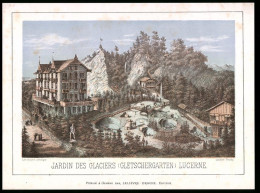 Lithographie Luzern, Jardin Des Glaciers (Gletschergarten), Altkolorierte Lithographie Um 1880, 17 X 23cm  - Litografia