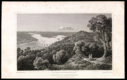 Stahlstich Donaustauf, Burg Oberhalb Der Donau Mit Brücke, Stahlstich Von Captn. Batty Um 1840, 17 X 27cm  - Stiche & Gravuren
