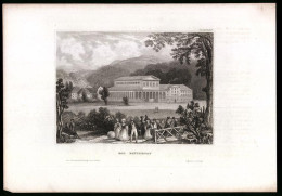 Stahlstich Bad Brückenau, Staatsbad Gegen Gebirgszug, Aus Kunstanstalt Des Bibl. Inst. Hildburghausen Um 1850, 19 X 2  - Prints & Engravings