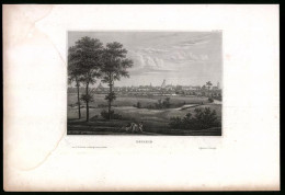 Stahlstich Leipzig, Panorama Mit Fluss, Aus Kunstanstalt Des Bibl. Inst. Hildburghausen Um 1850, 19 X 29cm  - Estampes & Gravures