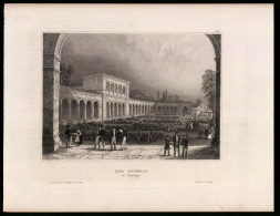 Stahlstich Kissingen, Kursaal Mit Grünanlage, Aus Kunstanstalt Des Bibl. Inst. Hildburghausen Um 1850, 18 X 24cm  - Prints & Engravings