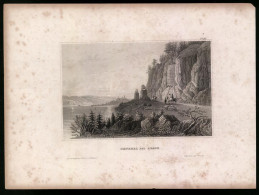 Stahlstich Abach, Denkmal Am Fluss, Aus Kunstanstalt Des Bibl. Inst. Hildburghausen Um 1850, 18 X 25cm  - Estampes & Gravures