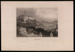 Stahlstich Rudolstadt /Thüringen, Schloss Oberhalb Zentrum, Aus Kunstanstalt Des Bibl. Inst. Hildburghausen Um 1850  - Estampes & Gravures