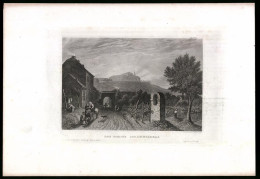Stahlstich Johannisberg, Strassenpartie Gegen Schloss, Aus Kunstanstalt Des Bibl. Inst. Hildburghausen Um 1850, 19 X 2  - Estampes & Gravures