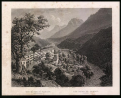 Stahlstich Tarasp, Die Bäder In Graubünden, Stahlstich Um 1880, 19 X 24cm  - Stiche & Gravuren