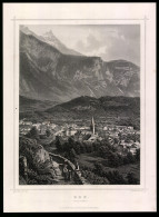 Stahlstich Bex /Vaud, Gesamtansicht Mit Gebirgspanorama, Stahlstich Um 1880, 17 X 23cm  - Stiche & Gravuren
