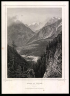 Stahlstich Cassacia /Bündten, Pian Di Folla, Tal Mit Alpenpanorama, Stahlstich Um 1880, 17 X 22cm  - Estampes & Gravures