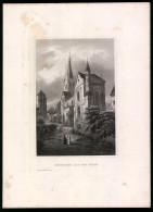 Stahlstich Bacharach /Rhein, Strassenpartie Mit Kirche, Stahlstich Um 1880, 20 X 28cm  - Stiche & Gravuren