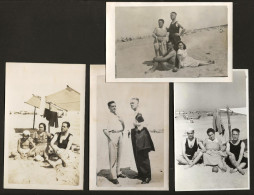 Conjunto 4 Postais Fotograficos Praia Da COSTA DA CAPARICA (Almada / Setubal) 1934-1948 Portugal - Setúbal