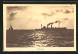 AK Norderney, Blick Auf Einen Dampfer In Fahrt  - Norderney