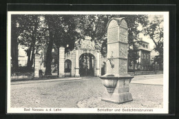 AK Bad Nassau A. D. Lahn, Schlosstor Und Gedächtnisbrunnen  - Nassau
