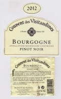 Étiquette, Contre étiquettes Et Millésime " PINOT NOIR 2012 - Couvent Des Visitandines " Beaune (2662) _ev315 - Bourgogne