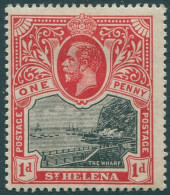 St Helena 1912 SG73 1d Black And Red KGV Wharf MH - Saint Helena Island