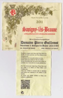 Étiquette Et Contre étiquette " SAVIGNY LES BEAUNE 2011 " Domaine Pierre Guillemot (1505)_ev135 - Bourgogne