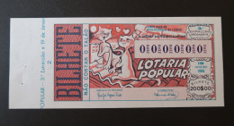 Portugal Lotaria Loterie Populaire Chats Sur Le Toit Chat SPECIMEN 19.01.1988 RARE Lottery Cats On The Roof Cat - Billetes De Lotería