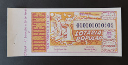 Portugal Lotaria Loterie Populaire Chats Sur Le Toit Chat SPECIMEN 26.01.1988 RARE Lottery Cats On The Roof Cat - Billetes De Lotería