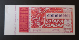 Portugal Lotaria Loterie Populaire Carnaval Arlequin SPECIMEN 15.02.1988 RARE Lottery Carnival Harlequin - Lottery Tickets