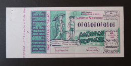 Portugal Lotaria Loterie Populaire Mars "matin D'hiver..après-midi D'été" Horloge SPECIMEN 15.03.1988 RARE Lottery Clock - Lotterielose