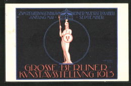 Künstler-AK Berlin, Grosse Kunstausstellung 1913, Standbild Göttin Athena  - Exhibitions