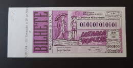 Portugal Lotaria Loterie Populaire Mars "matin D'hiver..après-midi D'été" Horloge SPECIMEN 29.03.1988 RARE Lottery Clock - Billets De Loterie