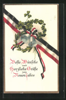 Künstler-AK Erster Weltkrieg, Neujahr, Glocken Und Kleeblätter Mit Reichsfarben  - War 1914-18